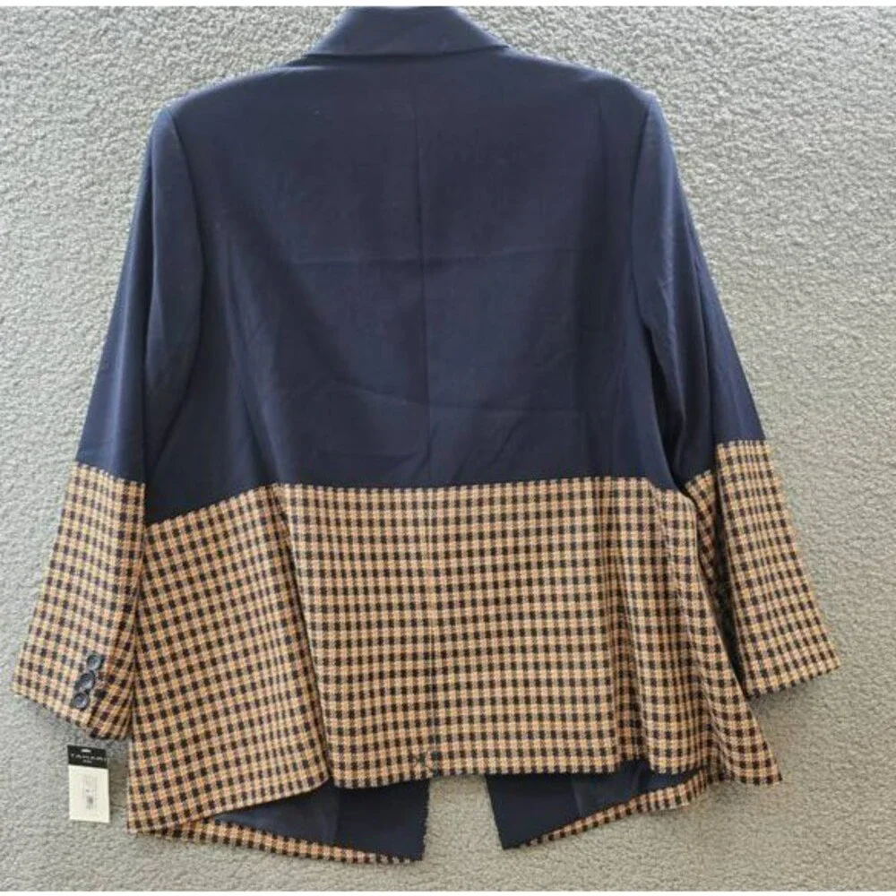 Tahari ASL Plus Size Colorblocked Peak-Lapel Blazer Women's 24W New Navy/Ginger - Picture 15 of 15